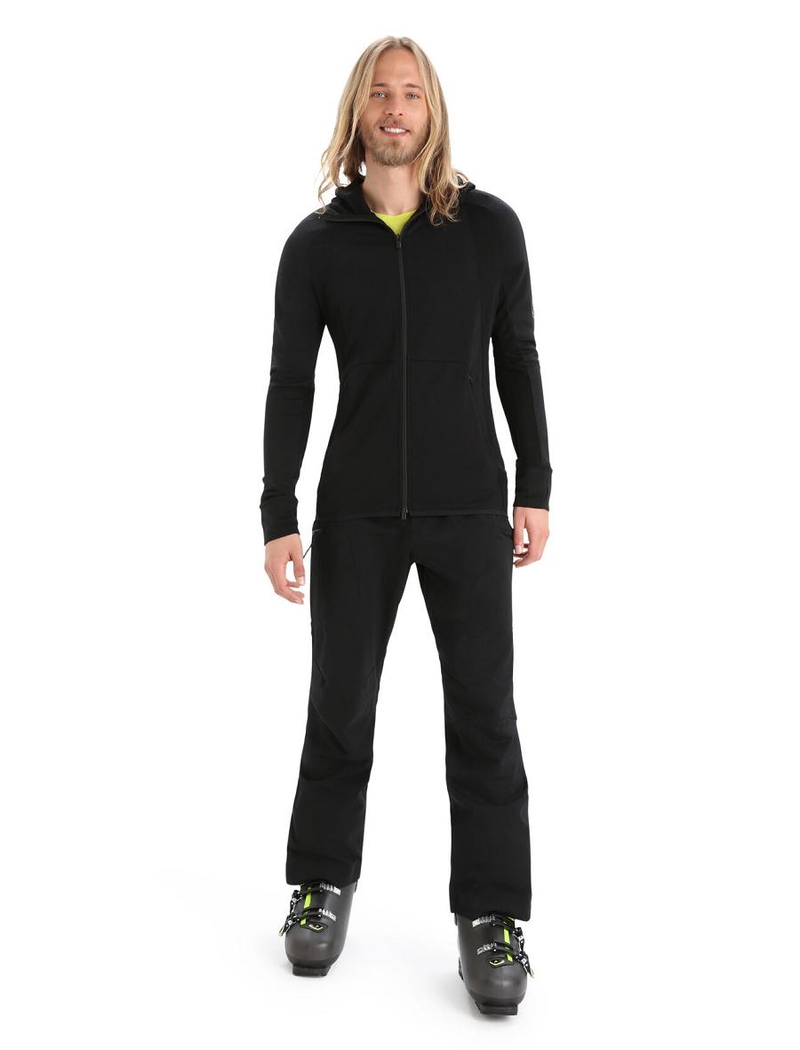 Black Icebreaker ZoneKnit™ Merino Long Sleeve Zip Men's Hoodie | AU 1274HAPK